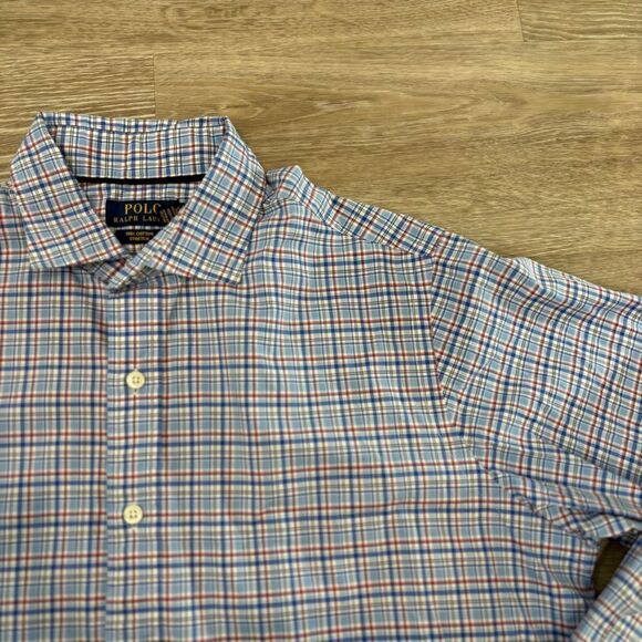 Polo Ralph Lauren Classic Fit Lightweight Cotton Plaid Shirt Blue L - Picture 3 of 10